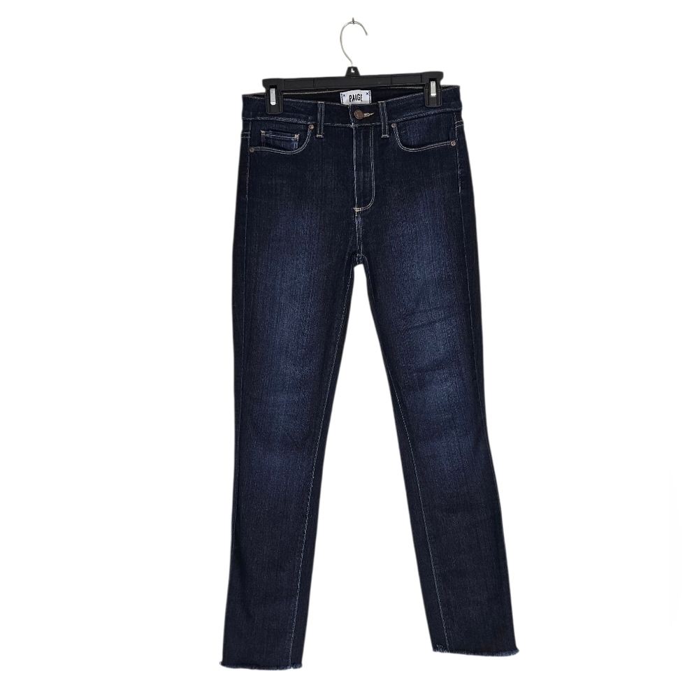PAIGE Hoxton Ultra Skinny High Rise Ankle Dark Blue Jean 28 Preowned